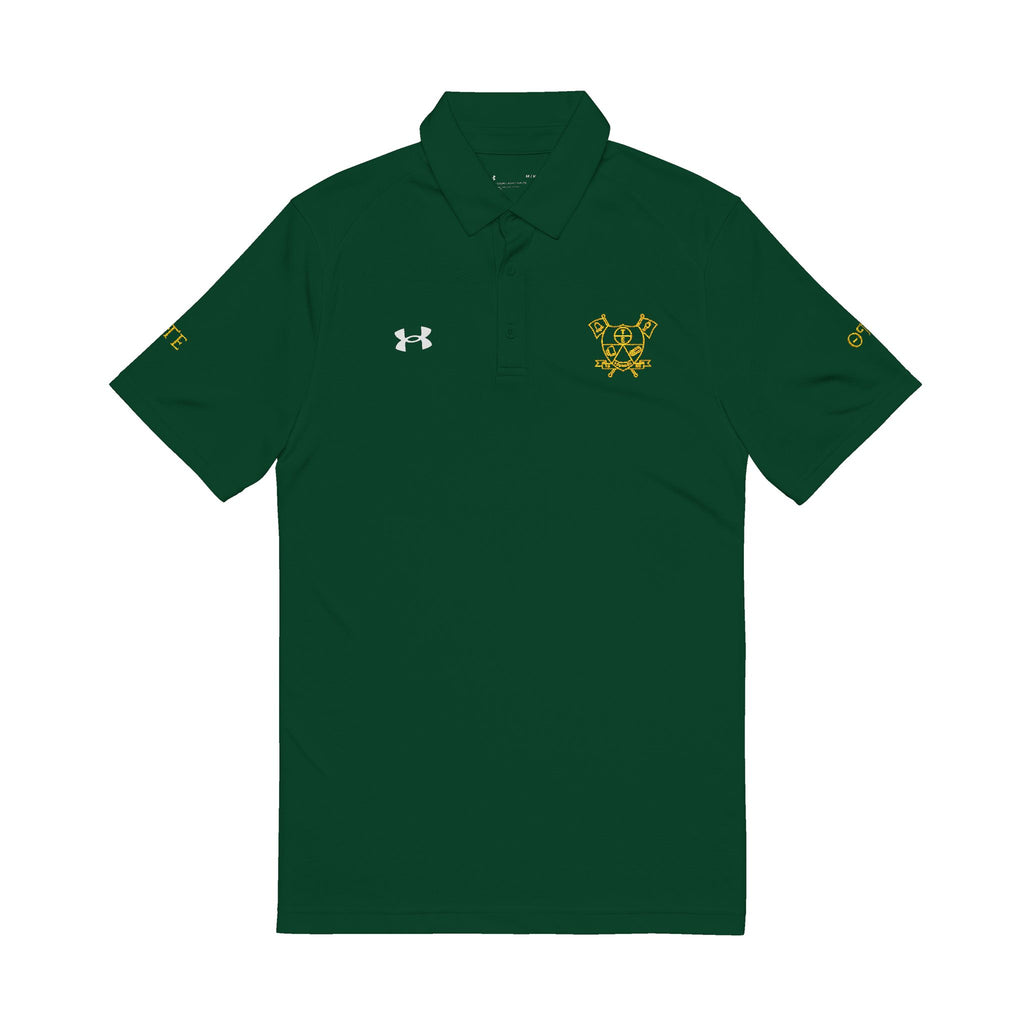 Men's White Embroidered Polo Shirt – Gold Crest Under Armour