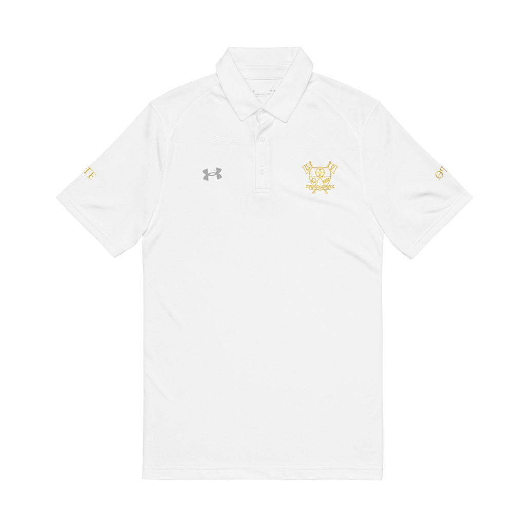Men's White Embroidered Polo Shirt – Gold Crest Under Armour